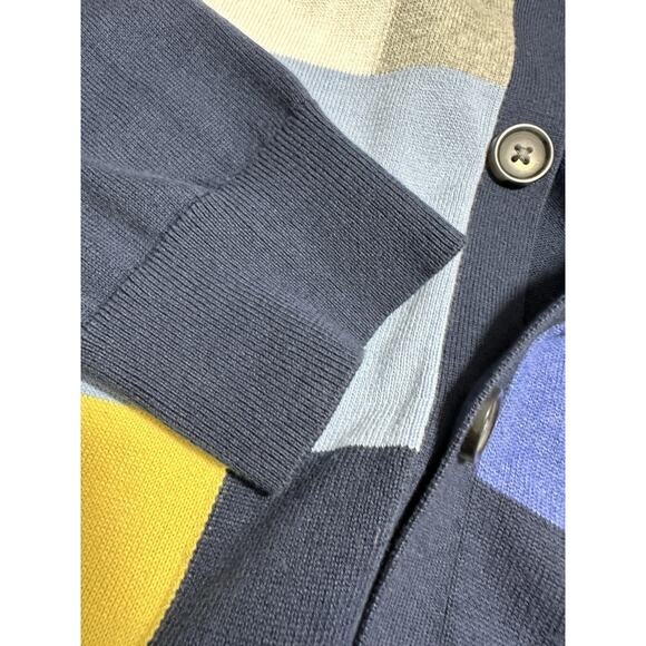 Brooks Brothers Cardigan Sweater Blue Colorblock Patchwork Preppy Grandpa XL - Picture 6 of 8